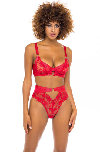 Underwire Bra With Embroidery Detailing And Panty