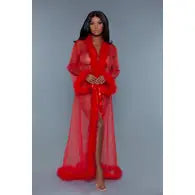 Load image into Gallery viewer, Marabou Robe Red
