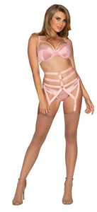 satin strappy pink garter panty bra set sexy angel's secret