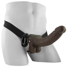 Load image into Gallery viewer, Fetish Fantasy Vibrating 9&quot; Hollow Strap-On in Brown
