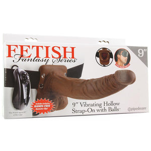 Fetish Fantasy Vibrating 9" Hollow Strap-On in Brown