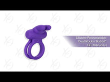 Load and play video in Gallery viewer, Silicone Rechargeable Dual Rockin Rabbit Multi Speed Cockring Waterproof Purple
