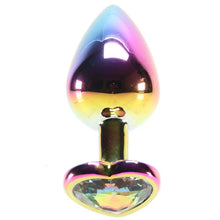 Load image into Gallery viewer, Medium Aluminum Plug with Rainbow Heart Gem in Multicolor
