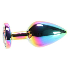 Load image into Gallery viewer, Medium Aluminum Plug with Rainbow Heart Gem in Multicolor
