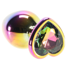 Load image into Gallery viewer, Medium Aluminum Plug with Rainbow Heart Gem in Multicolor
