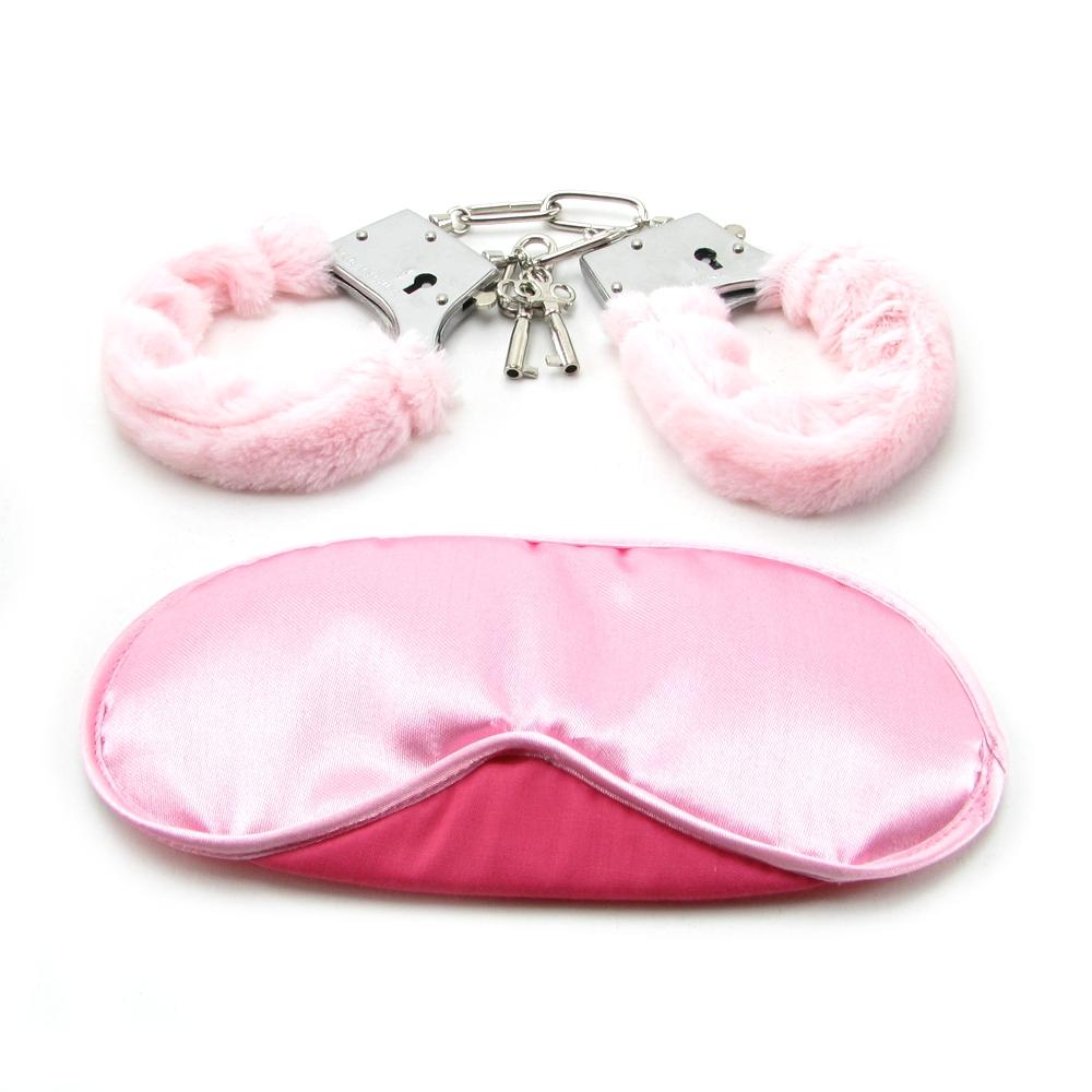 Pleasure Cuffs with Satin Mask in Pink