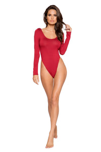 Red Cozy Long Sleeved Bodysuit - Red