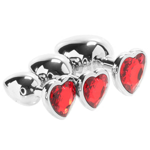 Three Hearts Aluminum Anal Plug Set