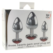 Load image into Gallery viewer, Three Hearts Aluminum Anal Plug Set
